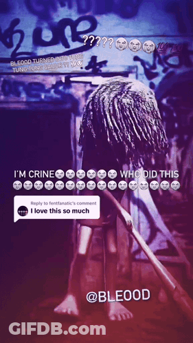 A Purple Background With A Person Holding A Stick And A Reply To Fantastic 'S Comment GIF