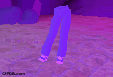 A Purple Background With A Person 'S Legs In The Foreground And Purple Pants In The Background GIF