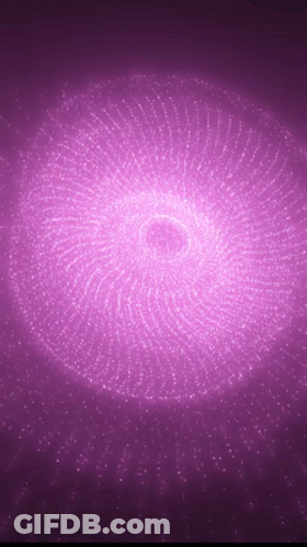 A Purple Background With A Swirl Of Dots And Stars GIF