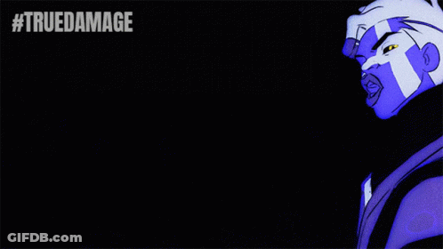 A Purple Background With A #Truedamage Hashtag On It GIF