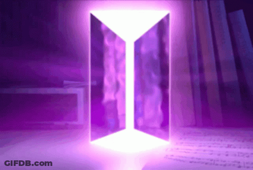 A Purple Background With A White Glowing Triangle In The Middle GIF