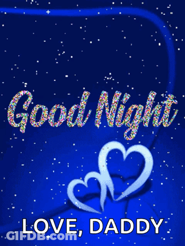 A Purple Background With Hearts And The Words " Good Night Love Daddy " GIF