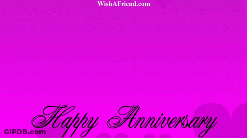 A Purple Background With Hearts And The Words Happy Anniversary On It GIF