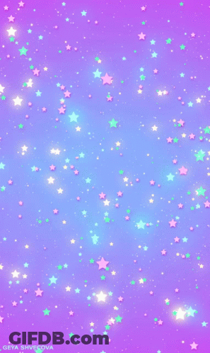 A Purple Background With Lots Of Stars And The Name Geya Shvecova GIF