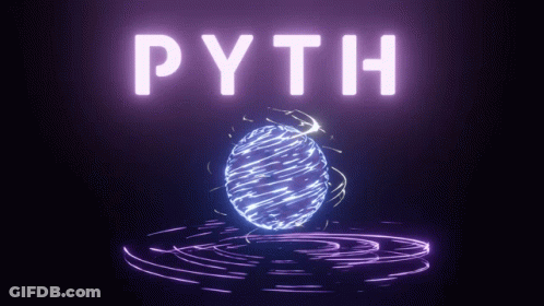 A Purple Background With Pyth Written In White Letters GIF