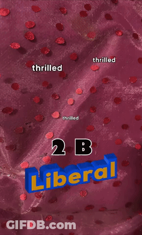 A Purple Background With Red Confetti And The Word Liberal In The Middle GIF