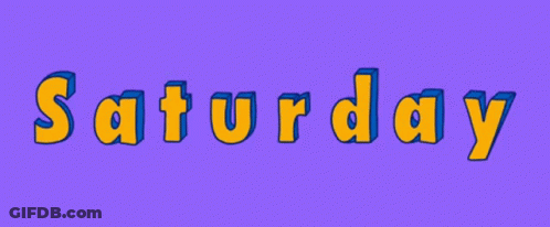 A Purple Background With Saturday Written In Yellow GIF