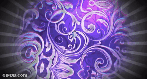 A Purple Background With Swirls And Rays Coming Out Of It GIF
