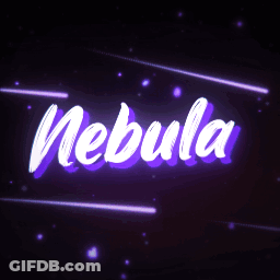 A Purple Background With The Word Nebula Written On It GIF
