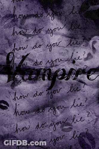 A Purple Background With The Word Vampire Written On It GIF