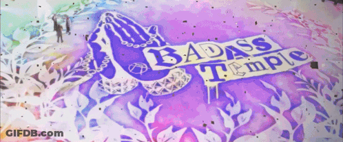 A Purple Background With The Words Badass Temple GIF