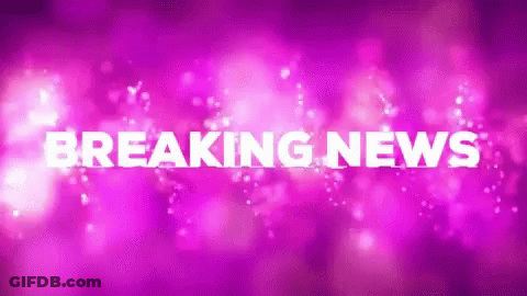 A Purple Background With The Words Breaking News In White Letters GIF