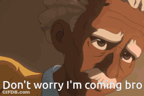 A Purple Background With The Words " Don 'T Worry I 'M Coming Bro " GIF