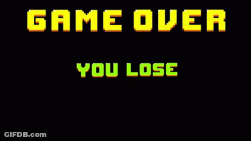 A Purple Background With The Words Game Over You Lose On It GIF