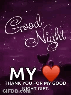 A Purple Background With The Words `` Good Night My Thank You For My Good Night Gift '' GIF