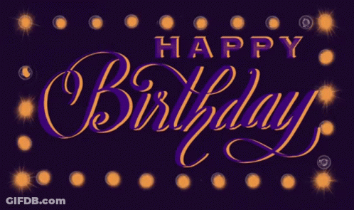 A Purple Background With The Words Happy Birthday Written On It GIF