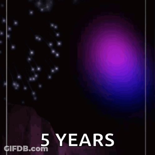 A Purple Background With The Words Happy Sobriety Birthday 5 Years Written On It GIF