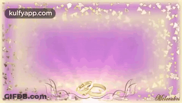 A Purple Background With The Words Happy Wedding Written In Gold GIF