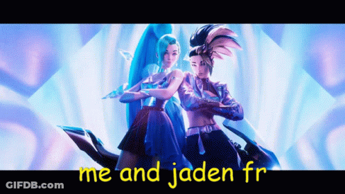 A Purple Background With The Words Me And Jaden Fr On It GIF
