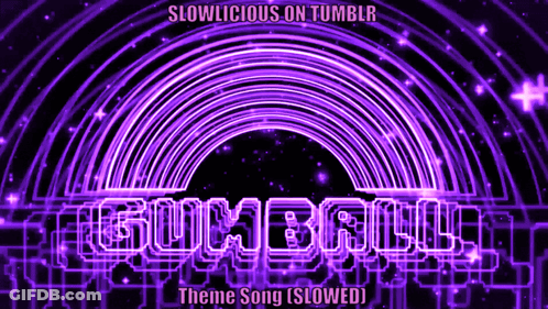 A Purple Background With The Words Slowlicious On Tumblr Gumball Theme Song Slowed GIF