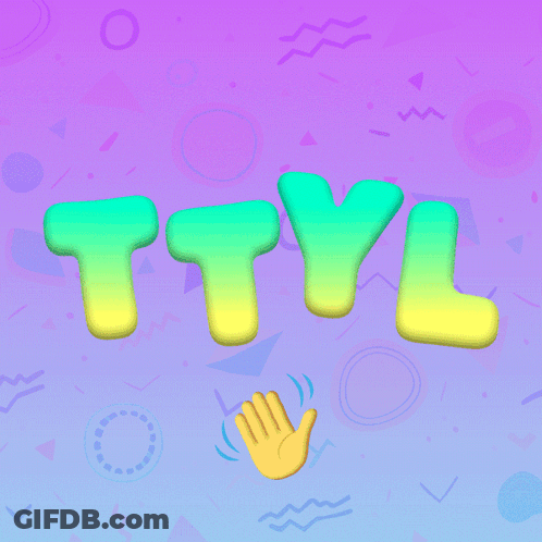 A Purple Background With The Words Talk To You Later In Green Letters GIF