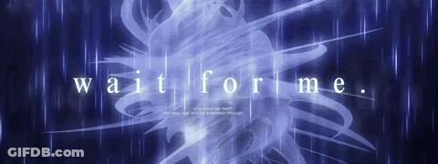 A Purple Background With The Words Wait For Me On It GIF