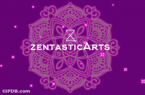 A Purple Background With The Words Zentasticarts On The Bottom GIF