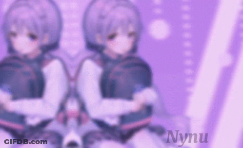 A Purple Background With Two Anime Girls And The Word Nynu GIF