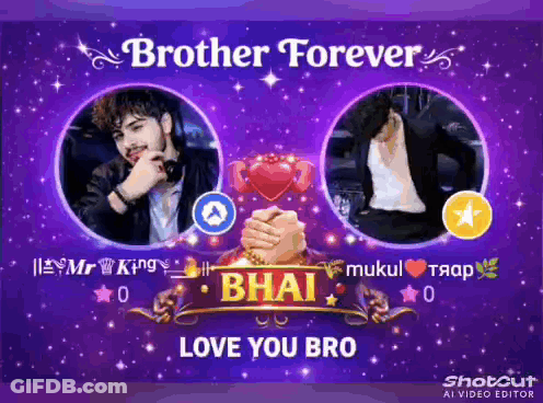 A Purple Background With Two Pictures Of A Man And The Words Brother Forever GIF