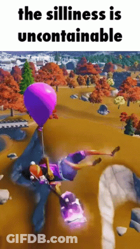A Purple Balloon Is Being Held By A Person In A Video Game GIF