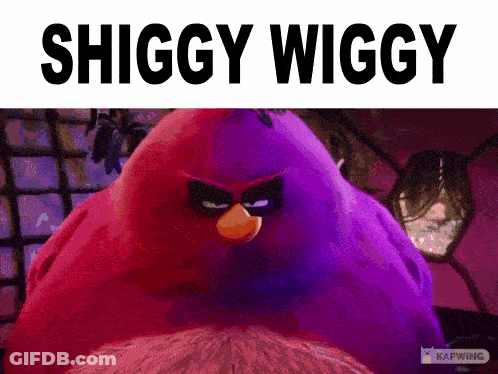 A Purple Bird From The Angry Birds Movie Says Shiggy Wiggy GIF