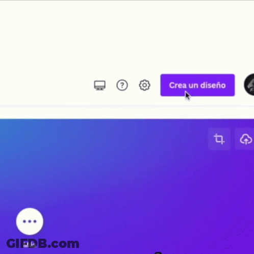 A Purple Button That Says Crea Un Diseno Next To A White Button GIF