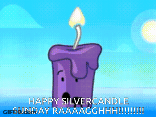 A Purple Candle Says Happy Silver Candle Sunday Raaaagghh GIF