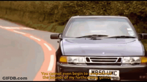 A Purple Car With A License Plate That Says M95d Umc GIF