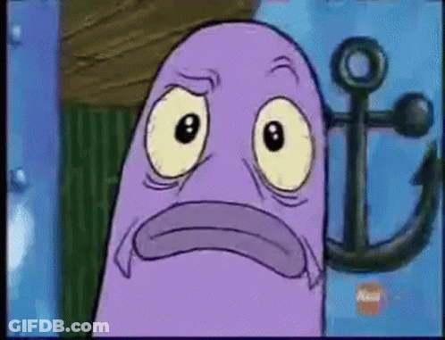 A Purple Cartoon Character From Spongebob Squarepants Is Making A Sad Face . GIF