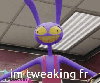 A Purple Cartoon Character Says I 'M Tweaking Fr. GIF