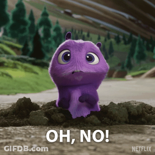 A Purple Cartoon Character Says Oh No GIF