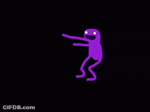 A Purple Cartoon Character With A Surprised Look On His Face GIF