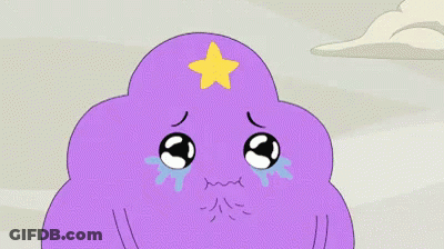 A Purple Cartoon Character With A Yellow Star On Top Is Crying GIF