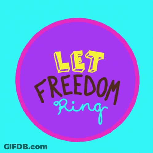 A Purple Circle With The Words Let Freedom Ring On It GIF