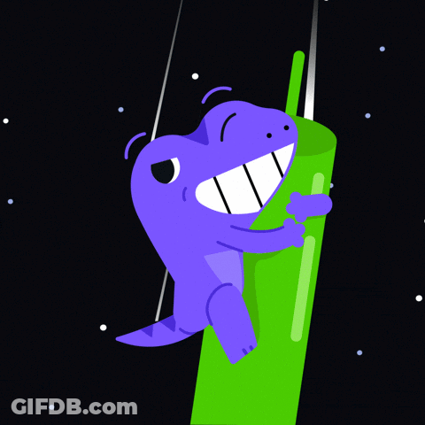 A Purple Dinosaur Is Holding A Green Object With A Green Straw GIF