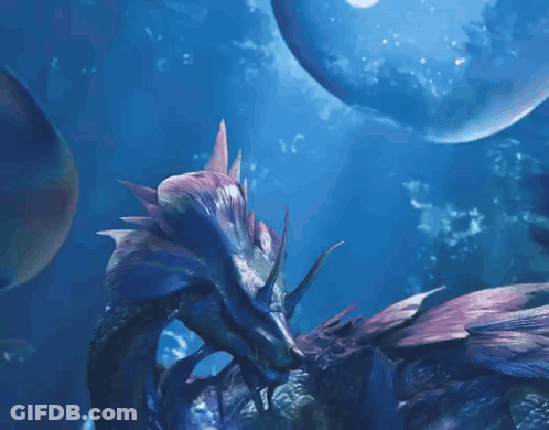 A Purple Dragon Is Swimming In The Ocean GIF