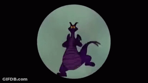 A Purple Dragon With Horns Is Standing In A Circle On A Black Background . GIF