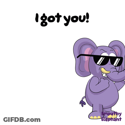 A Purple Elephant Wearing Sunglasses With The Words I Got You Below It GIF