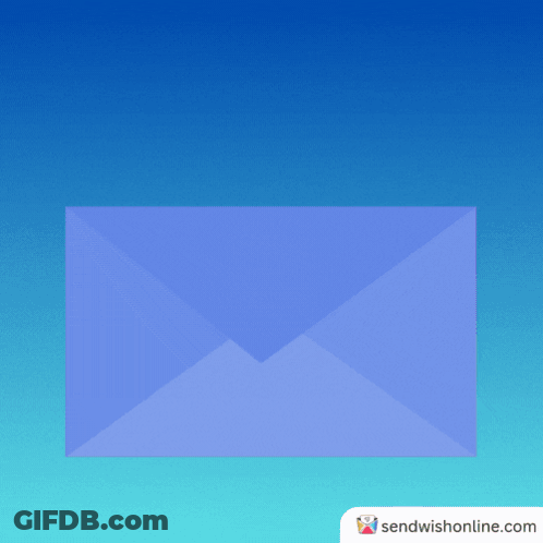 A Purple Envelope Is Against A Blue Sky With Sendwishonline.com GIF