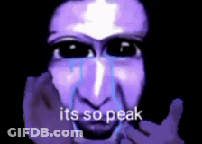 A Purple Face With Tears Coming Out Of It And The Words It 'S So Peak Above It GIF