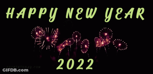 A Purple Fireworks Display With The Words Happy New Year 2022 Below It GIF