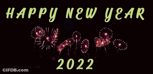 A Purple Fireworks Display With The Words Happy New Year 2022 On The Bottom GIF