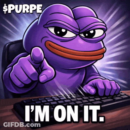 A Purple Frog Pointing At Someone With The Words " I 'M On It " GIF