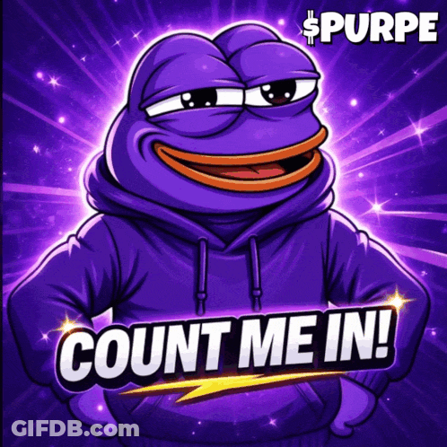 A Purple Frog Wearing A Purple Hoodie With The Words Count Me In GIF